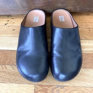 Fitflop Black Leather Clog Mules 9